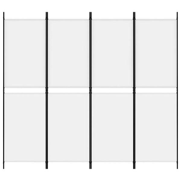 Параван за стая, 4 панела, бял, 200x180 см, текстил