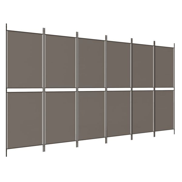 Параван за стая, 6 панела, антрацит, 300x200 cм, текстил