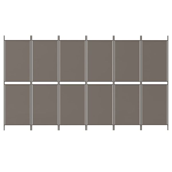Параван за стая, 6 панела, антрацит, 300x200 cм, текстил