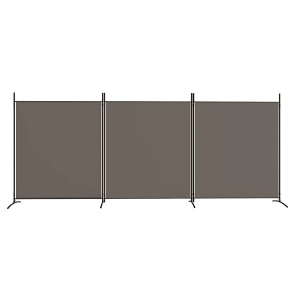 Параван за стая, 3 панела, антрацит, 525x180 cм, текстил