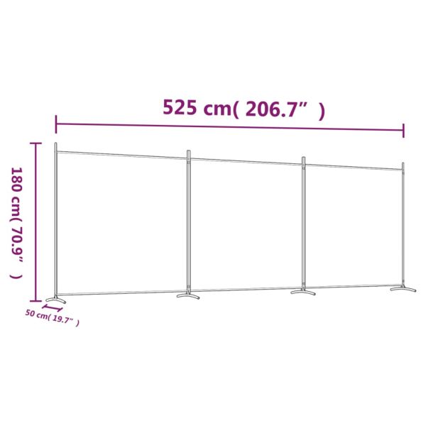 Параван за стая, 3 панела, антрацит, 525x180 cм, текстил