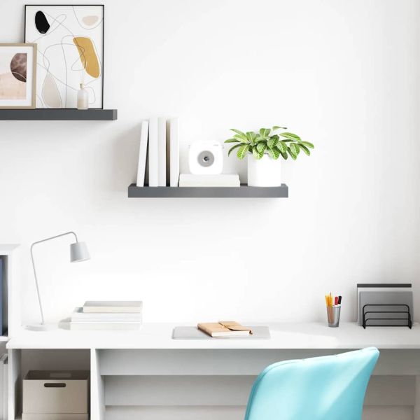 Окачен стенен рафт, сив гланц, 60x23,5x3,8 см, МДФ