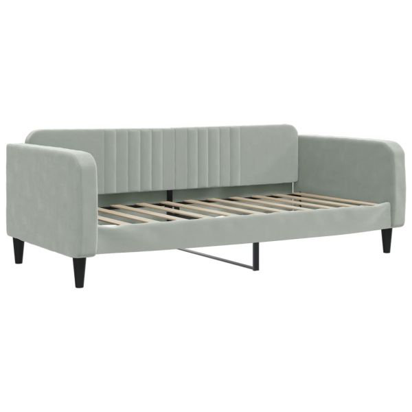 Кушетка, светлосива, 90x190 см, кадифе