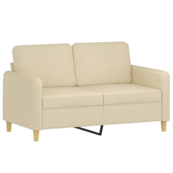 Комплект дивани 3 части с възглавници кремав текстил