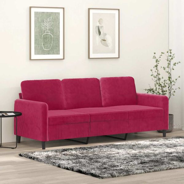3-местен диван, виненочервен, 180 см, кадифе