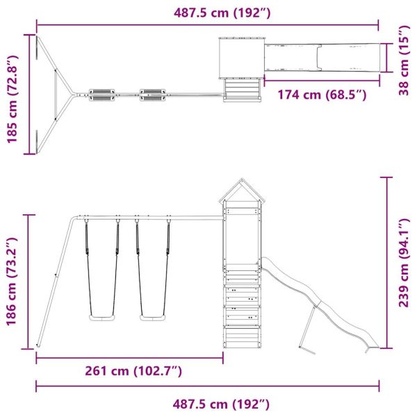 Комбинирано детско съоръжение за игра, импрегниран бор