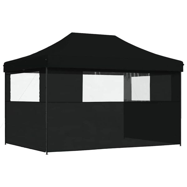 Сгъваема парти шатра pop-up с 3 странични стени черна
