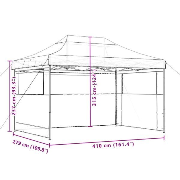 Сгъваема парти шатра pop-up с 3 странични стени черна