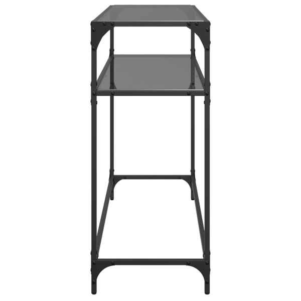 Конзолна маса с черен стъклен плот 98x35x81 см стомана