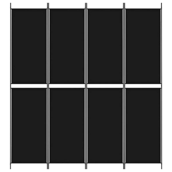 Параван за стая, 4 панела, черен, 200x220 cм, плат