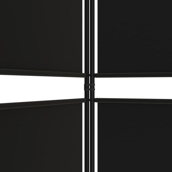 Параван за стая, 5 панела, черен, 250x200 см, текстил