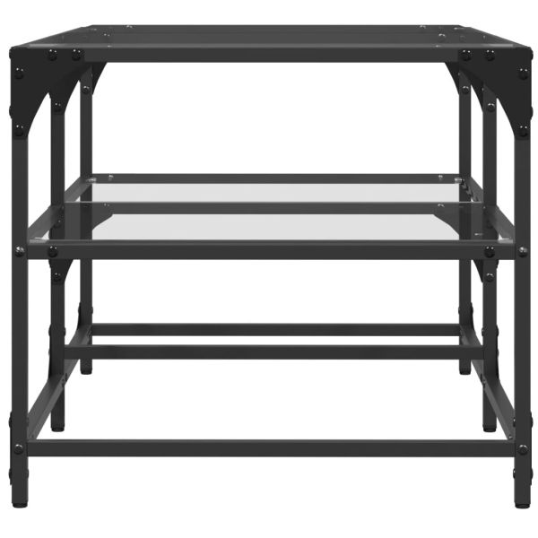 Маса за кафе с прозрачен стъклен плот 98,5x50x45 см стомана
