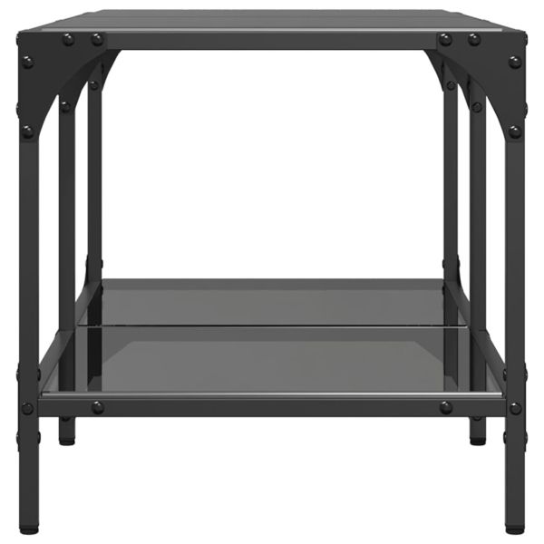 Маса за кафе с черен стъклен плот 78,5x40x40 см стомана