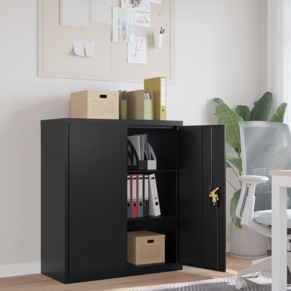 Шкаф за папки черен 90x40x105 см стомана