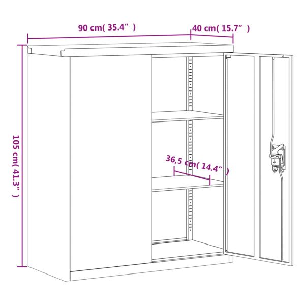 Шкаф за папки черен 90x40x105 см стомана