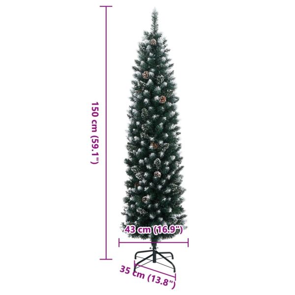 Изкуствена тънка коледна елха, 150 LED, 150 см