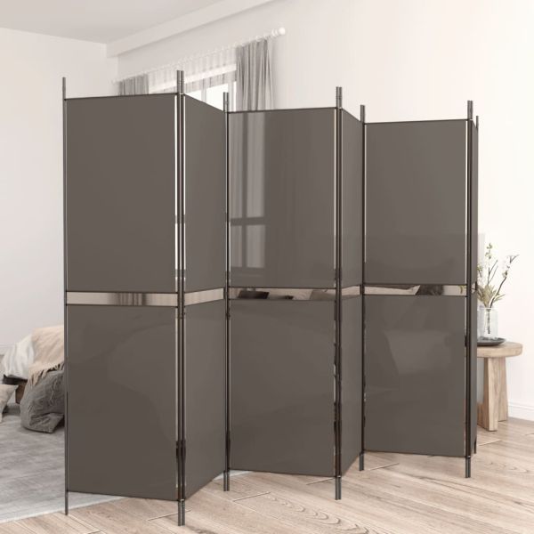 Параван за стая, 6 панела, антрацит, 300x220 cм, текстил
