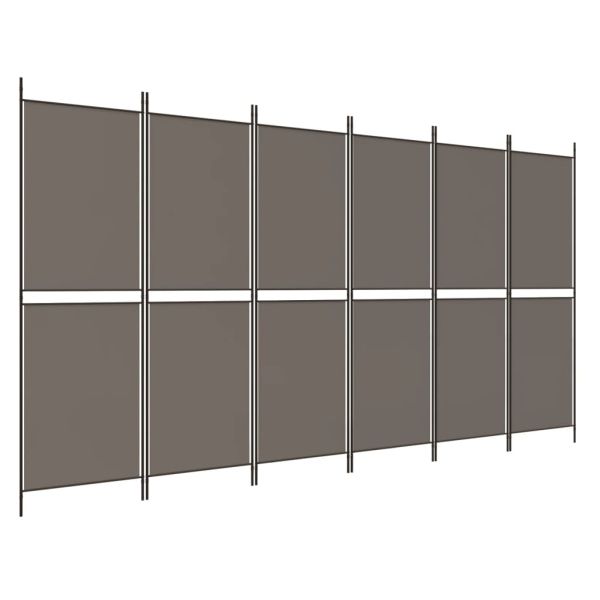 Параван за стая, 6 панела, антрацит, 300x220 cм, текстил