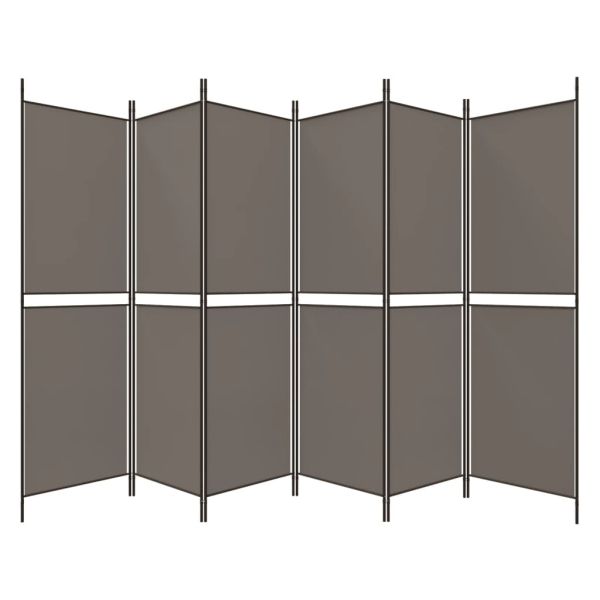 Параван за стая, 6 панела, антрацит, 300x220 cм, текстил