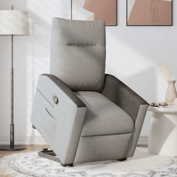 Изправящ реклайнер стол, облачно сив, текстил