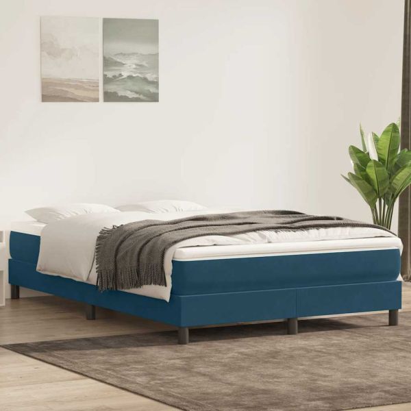 Box Spring легло без матрак Тъмно синьо 140x210 cm кадифе
