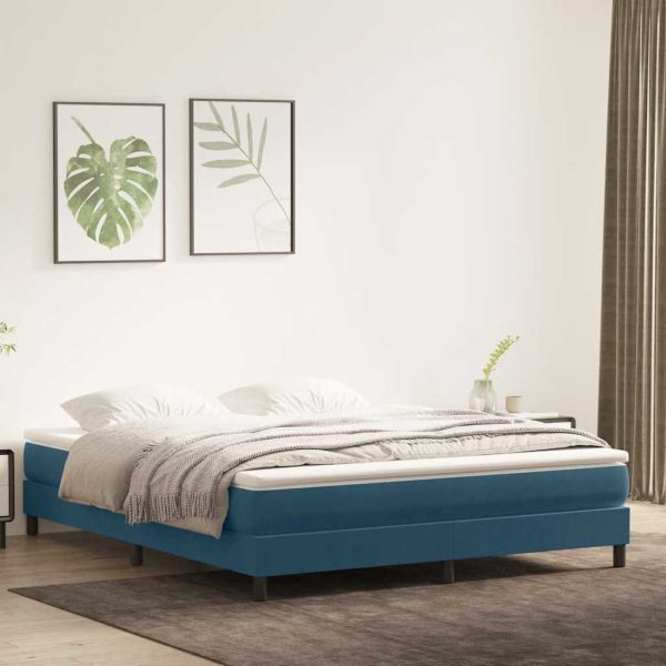 Box Spring легло без матрак Тъмно синьо 180x210 cm кадифе