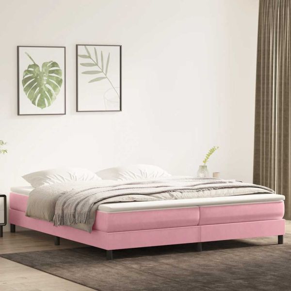 Box Spring легло без матрак розово 200x210 cm кадифе