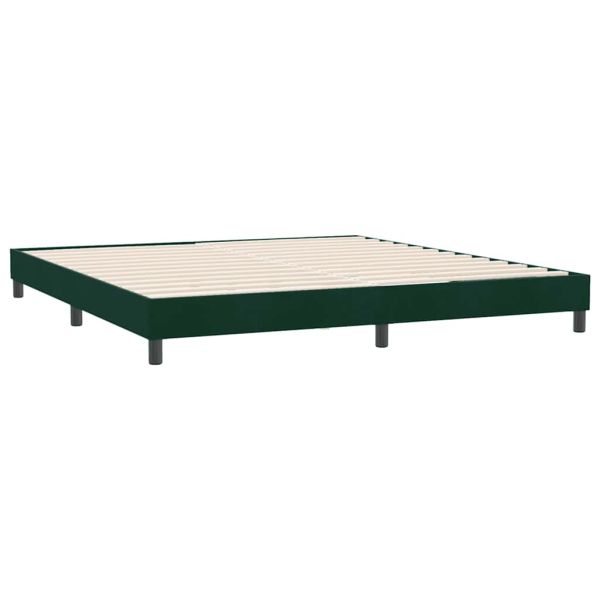 Box Spring легло без матрак Тъмнозелено 180x220 cm кадифе