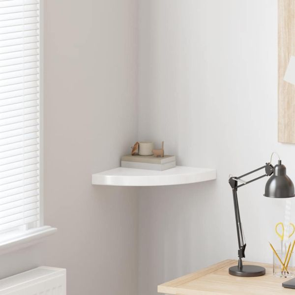 323907 Floating Corner Shelf High Gloss White 35x35x3,8 cm MDF