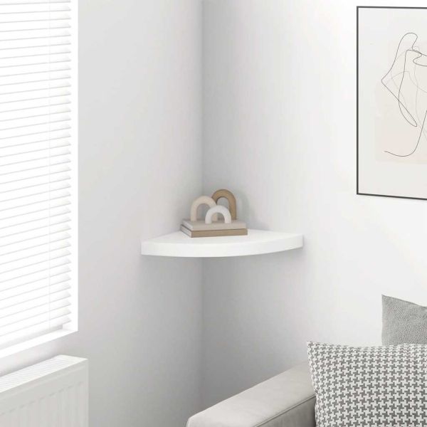323907 Floating Corner Shelf High Gloss White 35x35x3,8 cm MDF