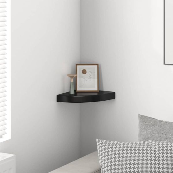 323889 Floating Corner Shelf High Gloss Black 25x25x3,8 cm MDF