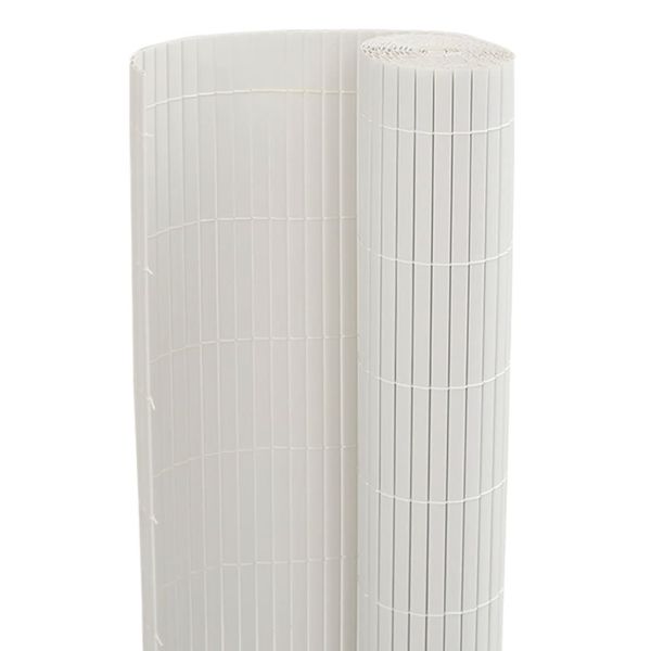 Градинска ограда, двустранна, бяла, 1,8x3 м, PVC