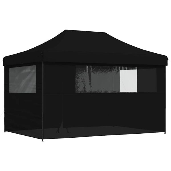 Сгъваема парти шатра pop-up с 4 странични стени черна