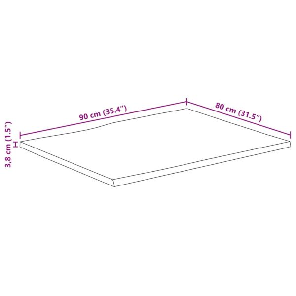 Плот за маса, жив ръб, 90x80x3,8 см, масивно дърво грубо манго