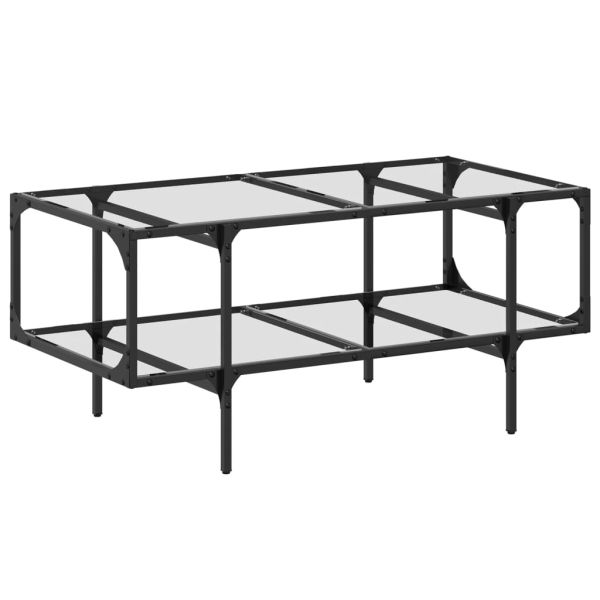 Маса за кафе с прозрачен стъклен плот 98,5x50x45 см стомана