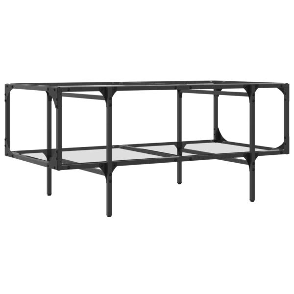 Маса за кафе с прозрачен стъклен плот 98,5x50x45 см стомана