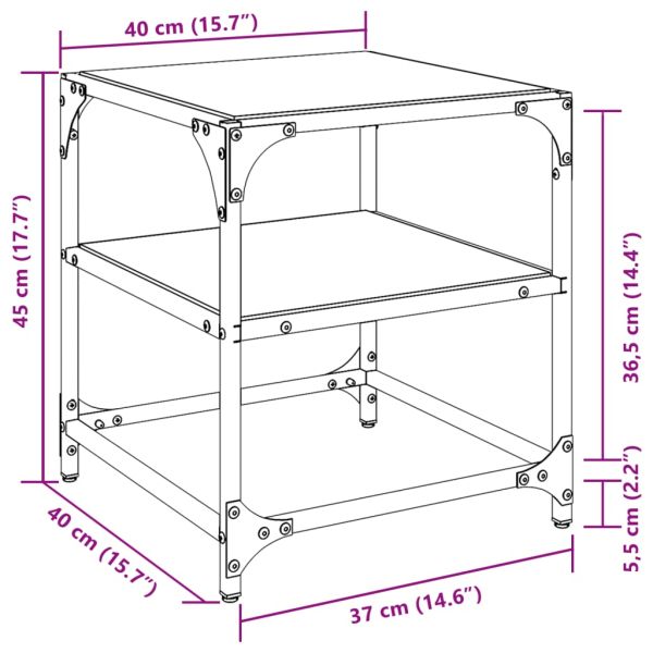 Маса за кафе с прозрачен стъклен плот 40x40x45 см стомана
