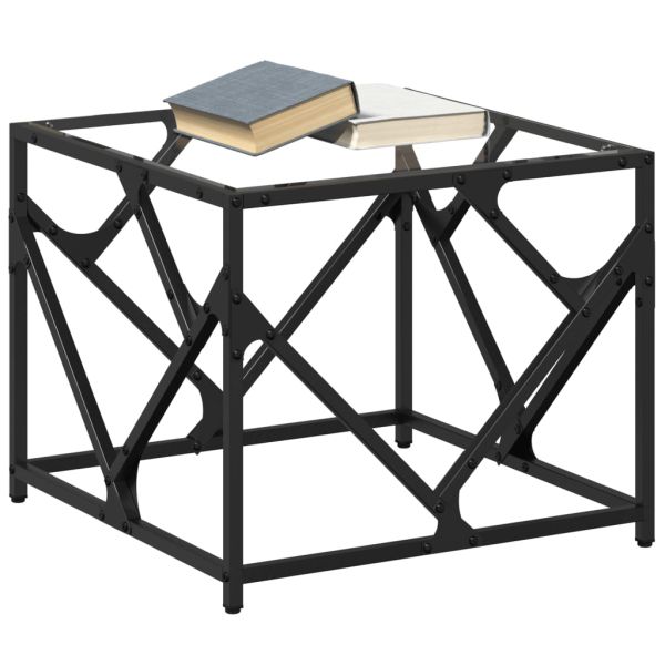 Маса за кафе с прозрачен стъклен плот 50x50x41 см стомана