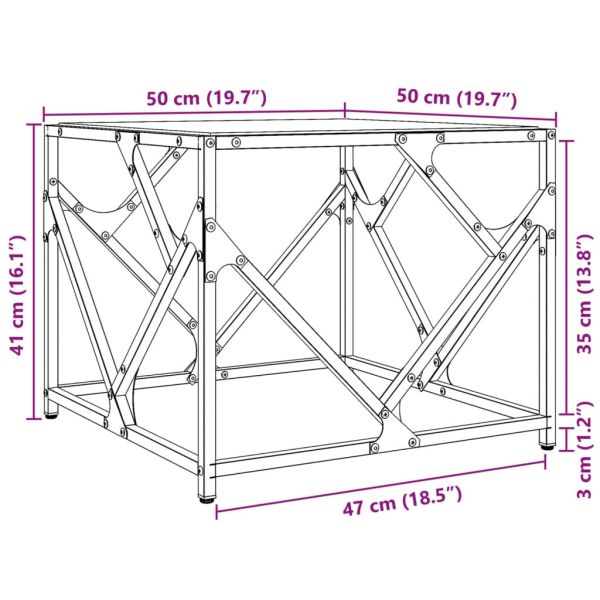 Маса за кафе с прозрачен стъклен плот 50x50x41 см стомана