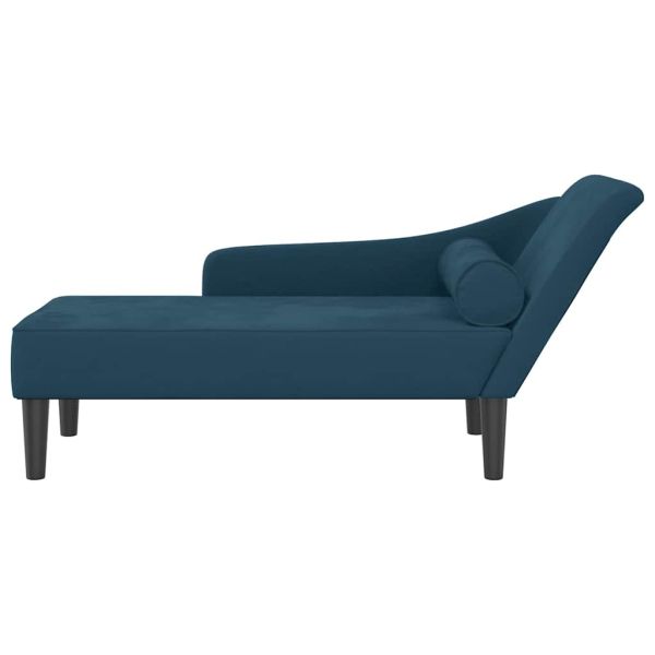 Кушетка с възглавници, синя, кадифе