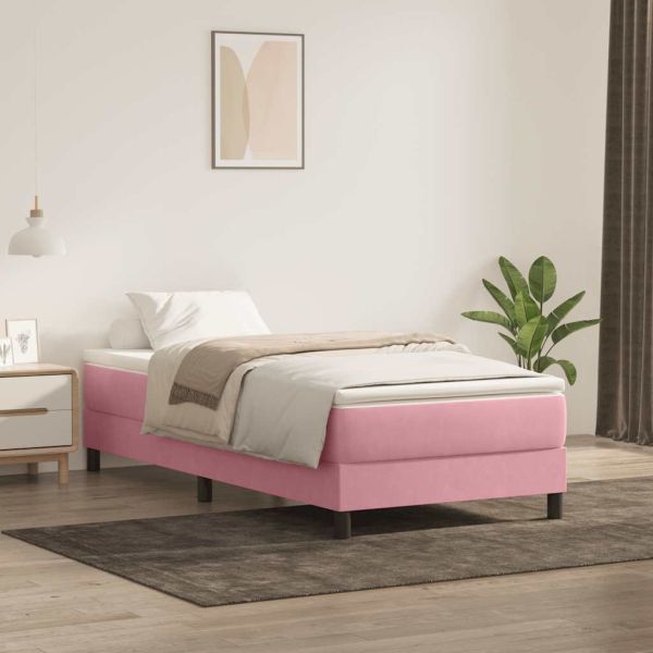 Box Spring легло без матрак розово 100x210 cm кадифе