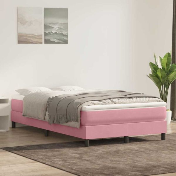 Box Spring легло без матрак розово 120x210 cm кадифе