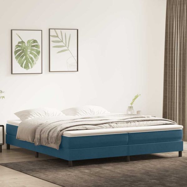 Box Spring Легло без матрак Тъмно синьо 200x210 cm Кадифе
