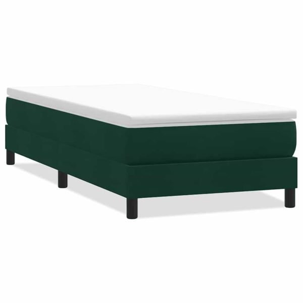Box Spring Легло без матрак Тъмнозелено 90x220 cm Кадифе