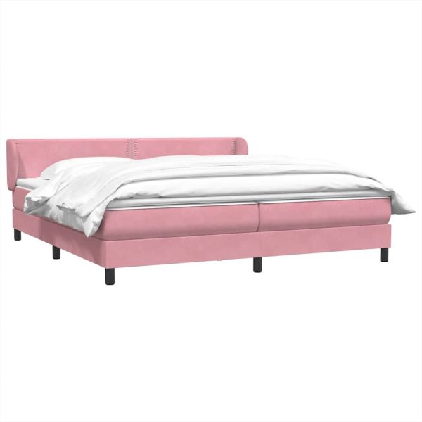 Box Spring легло с матраци Розово 180x210 cm Кадифе