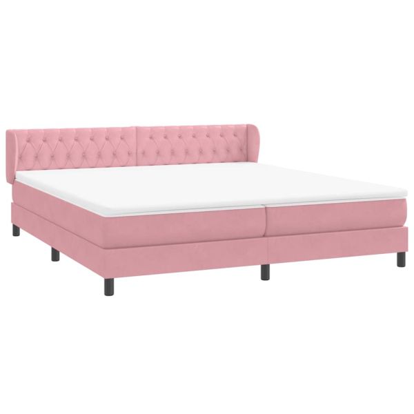 Box Spring легло с матраци Розово 180x210 cm Кадифе