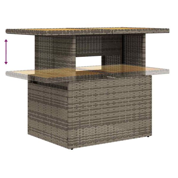 Градински диван с възглавници, 8 части, полиратан, сив