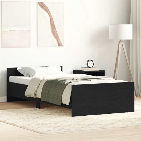 Bed Frame without Mattress Black Oak 90x200 cm Engineered Wood - Untranslated