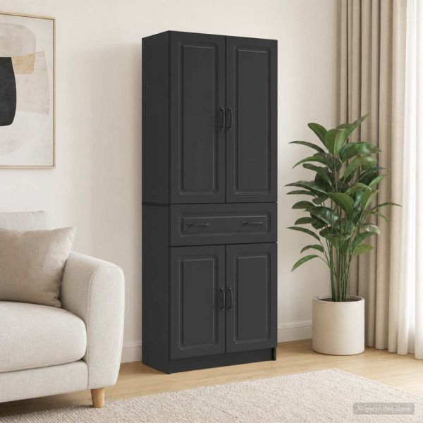 Комплект шкафове 2 pcs Черно Инженерна дървесина