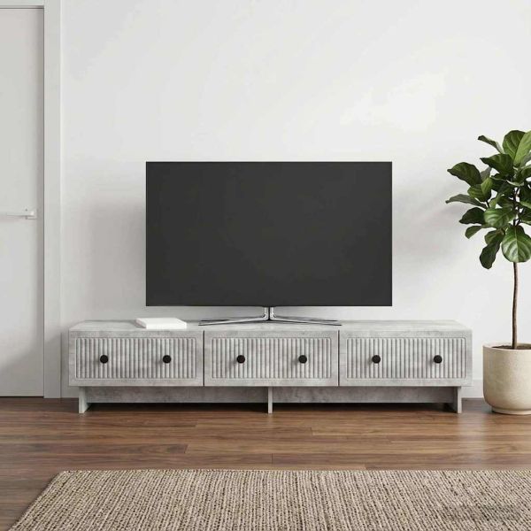 ТВ шкаф Бетонно сиво 147 x 34,5 x 30 см Инженерна дървесина